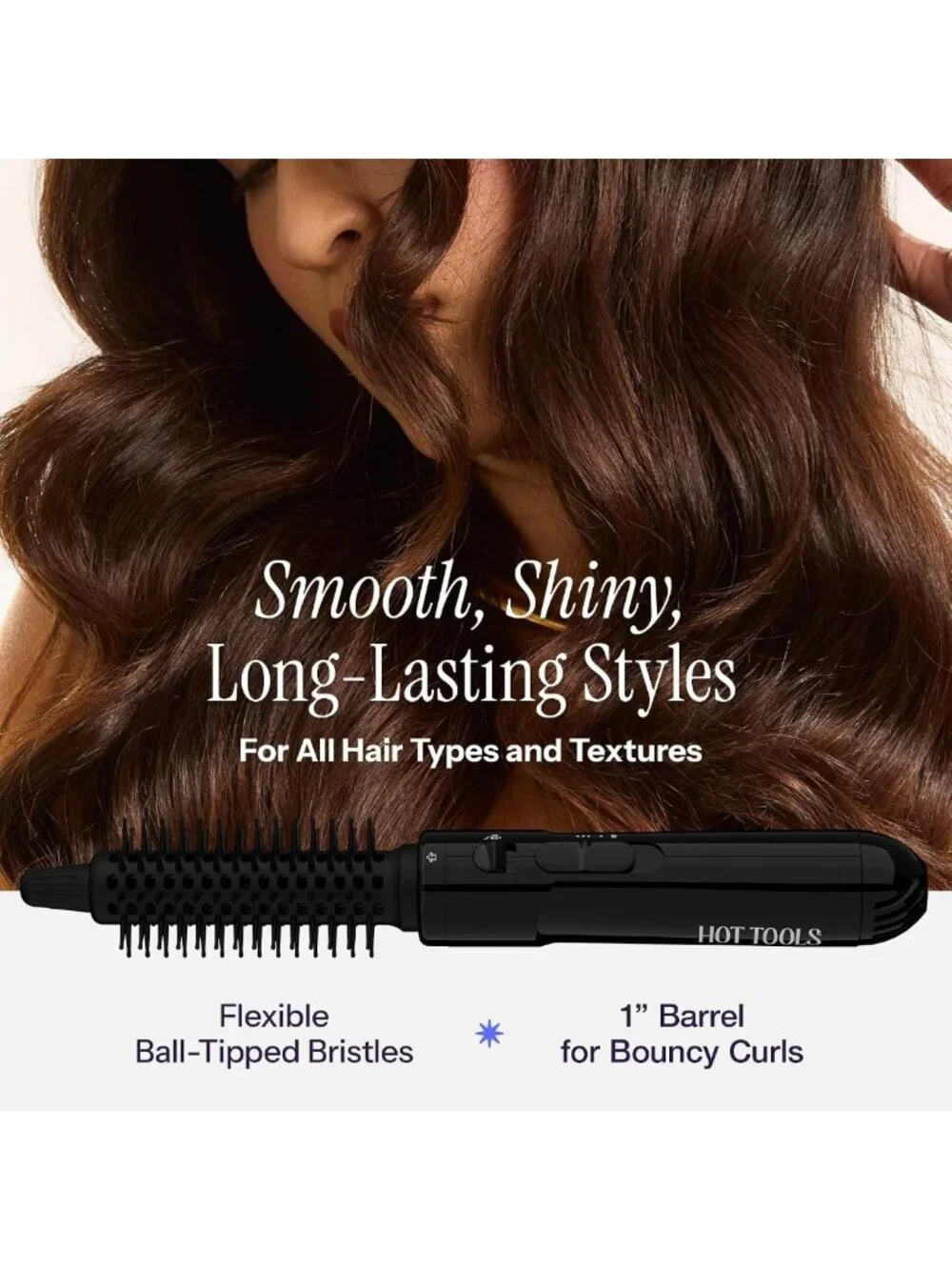 1.5” Hot Air Styling Brush - Lightweight, Frizz Control, 2 Heat/Speed Settings